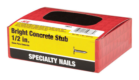 Ace Flat 1/2 in. L Concrete Nail Fluted Bright 1 lb.