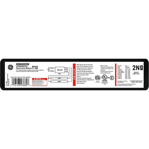 GE Industrial Solutions ProLine Series 93880 Electronic Ballast, 9.5 in L x 1.7 in W x 1.18 in H Dimensions, Parallel