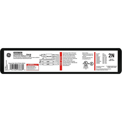 GE Industrial Solutions ProLine Series 93886 Electronic Ballast, 11.8 in L x 2.15 in W x 1.61 in H Dimensions, Series