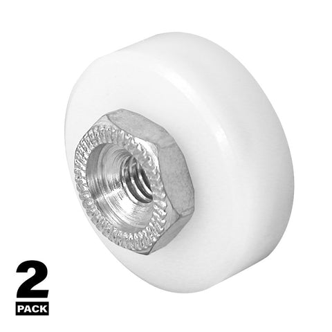 Prime-Line B 629 Door Roller, 1/4 in ID x 3/4 in OD Dia Roller, 1/4 in W Roller, Nylon, White, 2-Roller
