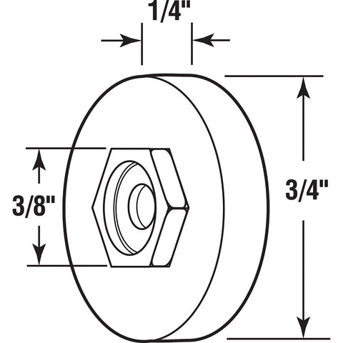 Prime-Line B 629 Door Roller, 1/4 in ID x 3/4 in OD Dia Roller, 1/4 in W Roller, Nylon, White, 2-Roller