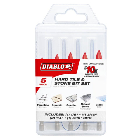Diablo DMANSP1070S Drill Bit Set, 5-Piece, Carbide