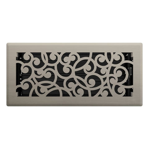Imperial RG3360 Wonderland Design Decorative Floor Register, 10 in L, 4 in W, Steel, Brushed Nickel