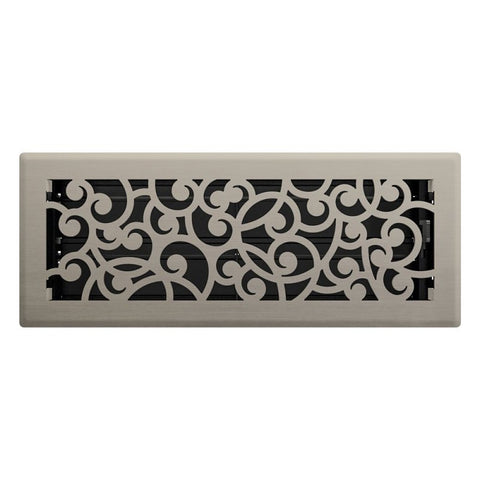 Imperial RG3361 Wonderland Design Decorative Floor Register, 12 in L, 4 in W, Steel, Brushed Nickel