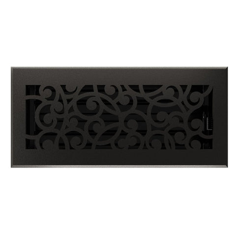 Imperial Wonderland Series RG3374 Decorative Floor Register, 4 in L, 10 in W, Steel, Matte Black
