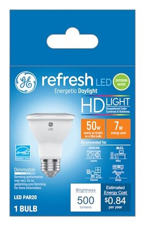 GE Industrial Solutions 45499 LED Bulb, 120 V, 500 Lumens, 7 W, PAR20 Lamp, 50 W Equivalent, E26 Lamp Base