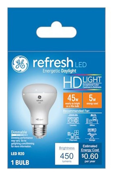 GE 45546 LED Bulb, Flood/Spotlight, R20 Lamp, E26 Lamp Base, Dimmable