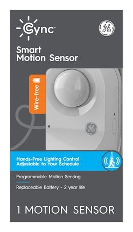 GE 93105005 Smart Motion Sensor, 105 deg Sensing, 20 ft Sensing, White