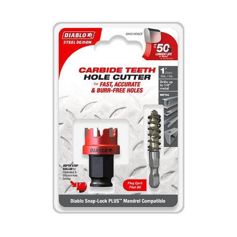 Diablo Steel Demon DHS1000CF Hole Cutter, 1 in Dia, Carbide Cutting Edge