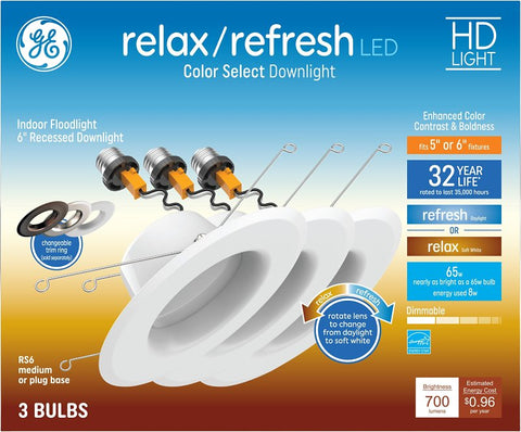 GE 93121158 Downlight, 8 W, LED Lamp, Plastic, White