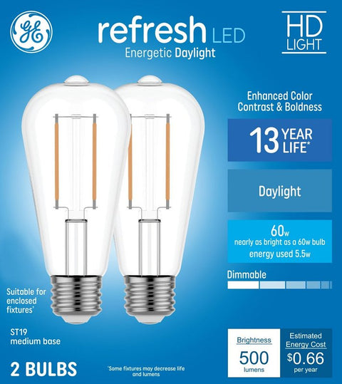 GE Relax Series 93129473 LED Bulb, General-Purpose, A19 Lamp, 100 W Equivalent, E26 Medium Lamp Base, Dimmable