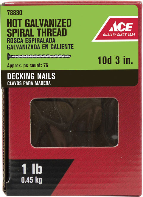Ace Flat 3 in. L Deck Nail Spiral Steel 1 lb.
