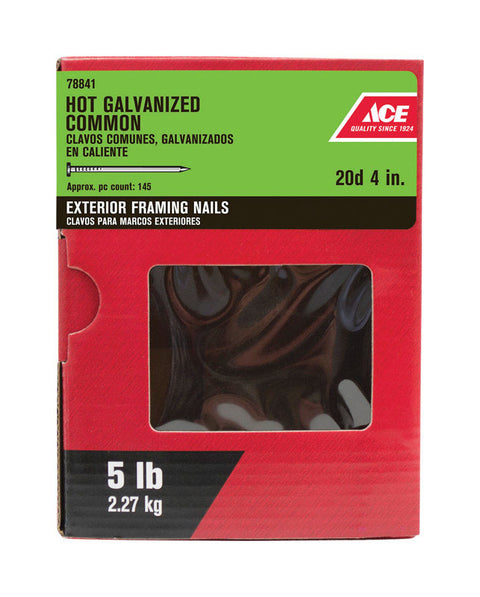 Ace Flat 4 in. L Common Nail Smooth Hot-Dipped Galvanized Steel 5 lb.