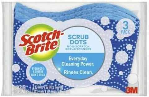 Scotch-Brite Stay Clean 20203-8 Non-Scratch Sponge, 4.4 in L, 2.6 in W, 0.6 in Thick, Cellulose