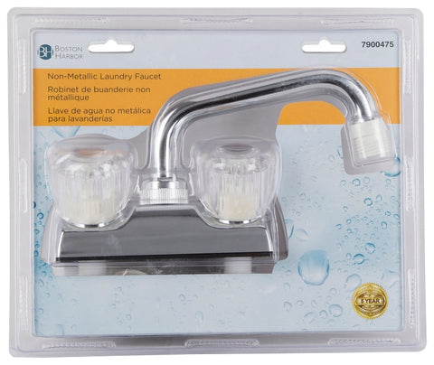 Boston Harbor PF4203A Laundry Faucet, 2-Handle, 2-Faucet Hole, ABS, Deck Mounting, 4 in Faucet Centers