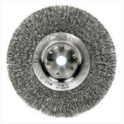 Weiler 36407 Wire Wheel Brush, 6 in Dia, 1/2 to 5/8 in Arbor/Shank, Crimped Bristle, Steel Bristle