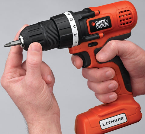 Black+Decker BDCD8C/LDX172C Drill/Driver, Battery Included, 7.2 V, 3/8 in Chuck, Keyless Chuck