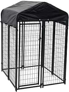 Lucky Dog CL 60544 Kennel, 4 ft OAL, 4 ft OAW, 6 ft OAH, Steel, Powder-Coated, Black