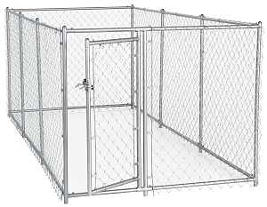 Lucky Dog CL 41028EZ Chain Link Kennel, 5 ft OAL, 10 ft OAW, 4 ft OAH, Steel, Galvanized