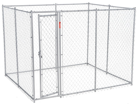 Lucky Dog CL 61028EZ Chain Link Kennel, 6-1/2, 10 ft OAL, 5, 8 ft OAW, 6 ft OAH, Steel, Galvanized