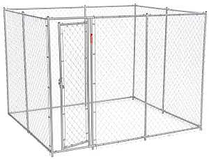 Lucky Dog CL 61028EZ Chain Link Kennel, 6-1/2, 10 ft OAL, 5, 8 ft OAW, 6 ft OAH, Steel, Galvanized