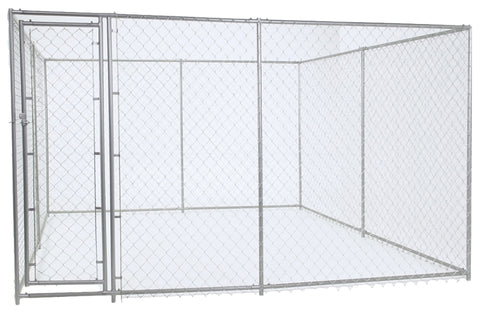 Lucky Dog CL 61528EZ Chain Link Kennel, 5 ft OAL, 15 ft OAW, 6 ft OAH, Steel, Silver
