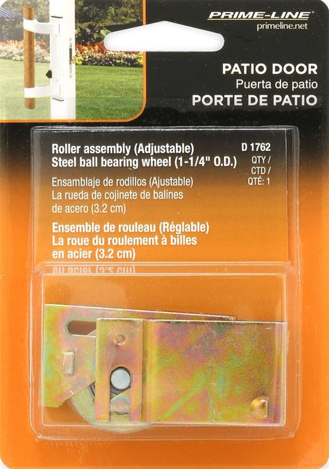 Prime-Line D 1762 Roller Assembly, 2-1/8 in L x 3/4 in W x 1-3/16 in H Dimensions, 1-1/4 in Dia Roller, 5/16 in W Roller