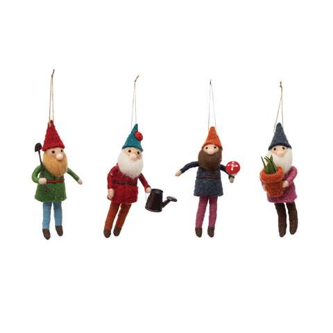 Creative Co-Op Home For The Holidays Multicolored Gardening Gnomes Ornament 6.63 in., Pack of 24