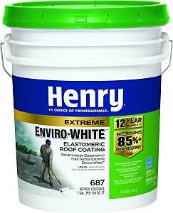 Henry HE687406 Elastomeric Roof Coating, White, 5 gal Pail