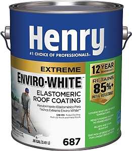 Henry HE687046 Elastomeric Roof Coating, White, 0.9 gal Can, Cream, Pack of 4