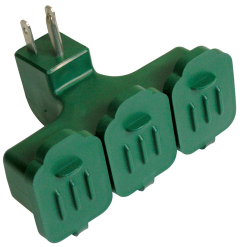 PowerZone Outlet Adapter, 3 Outlet, Green