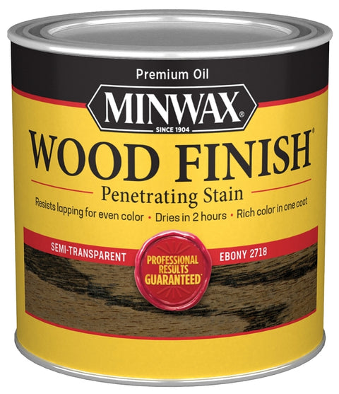 Minwax 227184444 Wood Stain, Ebony, Liquid, 0.5 pt, Can