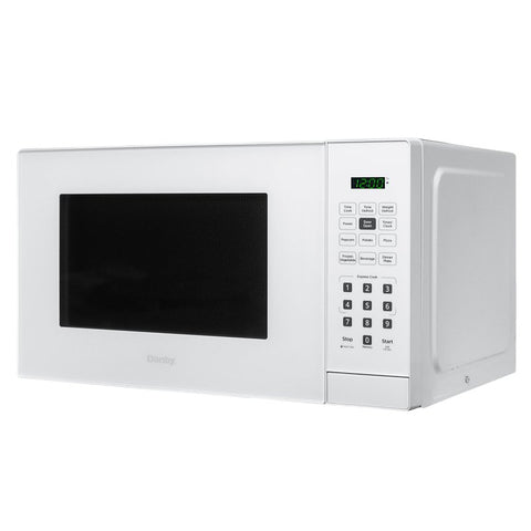 Danby DBMW0921BWW Countertop Microwave, 0.9 cu-ft, 900 W, 2 Cooking Stages, Metal, White