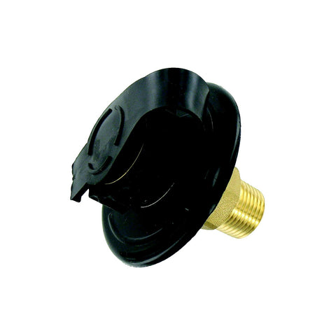 Valterra Flush Mount MPT Plastic Flange Brass Check Valve RV Water Inlet - Includes Screws, Putty Tape & Teflon Tape
