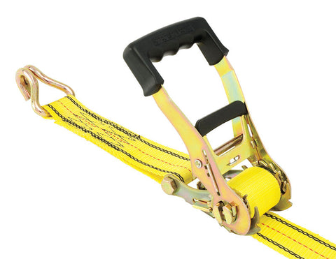 Pro Grip Zinc Heavy Duty Ratchet Tie Down 27 ft. L 10,000 Double J Hooks Yellow
