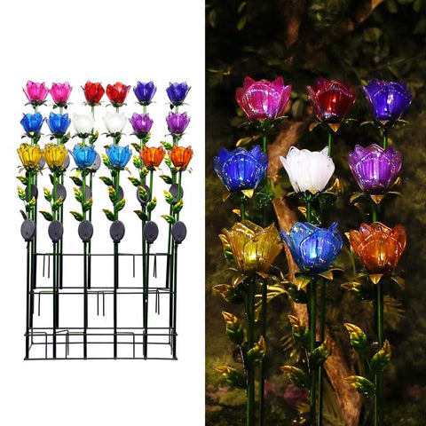 Alpine Assorted Glass 33 in. H Tulip Petals Outdoor Garden Stake, Pack of 18