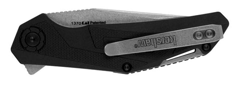 Kershaw Camshaft Series 1370 Pocket Knife, 3 in L Blade, Steel Blade, Contoured Handle, Black Handle