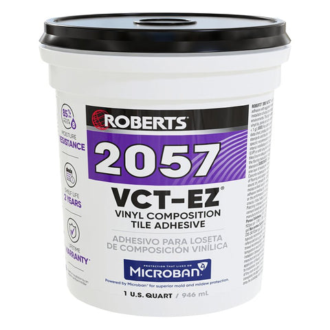 Roberts 2057-0 Adhesive, Paste, Non-Offensive, Very Mild, Creamy Tan, 1 qt Pail, Pack of 6