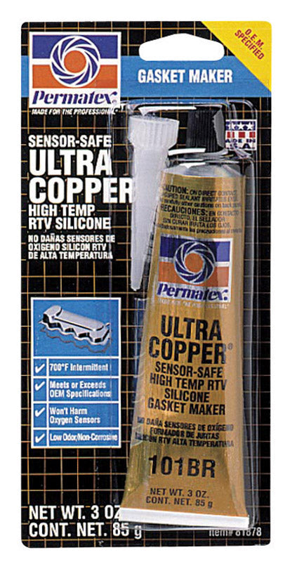 Permatex High Temp RTV Silicone Gasket Maker Ultra Copper 3 oz.