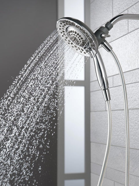 Delta 75583CSN Shower, Round, 1/2 in Connection, IPS, 1.75 gpm, 5-Spray Function, Plastic, Brushed Nickel, 72 in L Hose