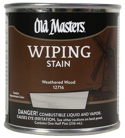 Old Masters 12716 Wiping Stain, Weathered Wood, Liquid, 0.5 pt, Can