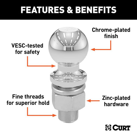CURT 3500 lb. cap. 1.88 in. Hitch Ball