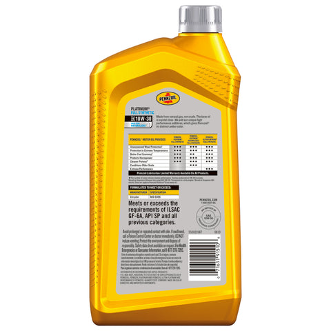 Pennzoil Platinum 10W-30 4-Cycle Synthetic Motor Oil 1 qt 1 pk, Pack of 6