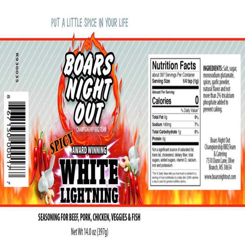 Boars Night Out White Lightning BBQ Rub 14 oz