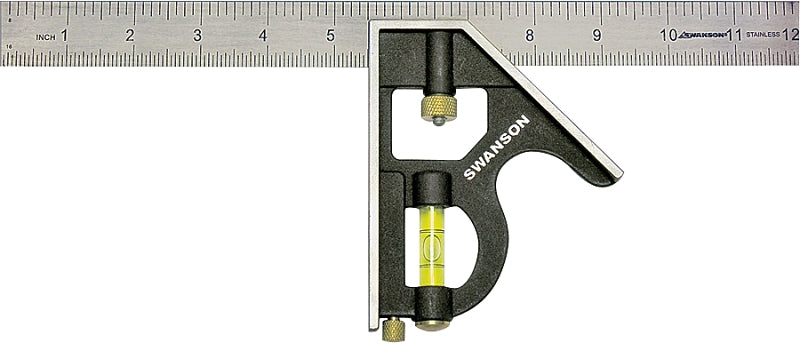 Swanson TC132 Combination Square, 1 in W Blade, 12 in L Blade, SAE Gra ...