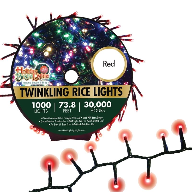 Holiday Bright Lights LED-3MR1000-GRD Straight Rice Light Set, 1000-La ...