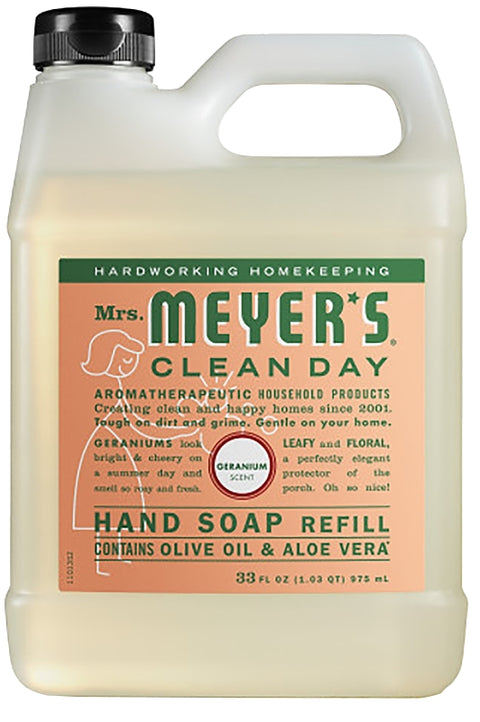 Mrs. Meyer's 13163 Hand Soap, Liquid, Geranium, 33 oz Jug