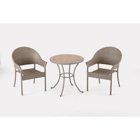 Living Accents Brown Round Stainless Steel Mosaic Bistro Table