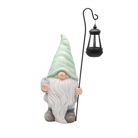 Infinity Multicolored Iron/Magnesia 16.14 in. H Gnome Figurine with Solar Lantern Outdoor Decoration, Pack of 4