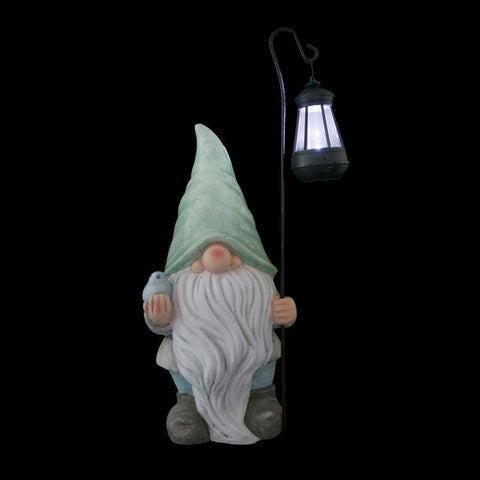 Infinity Multicolored Iron/Magnesia 16.14 in. H Gnome Figurine with Solar Lantern Outdoor Decoration, Pack of 4